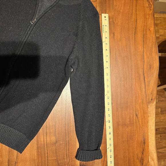 Old Navy Men's Black Cotton Knit Mock Neck Full Zip Sweater Jacket Medium - Picture 6 of 8